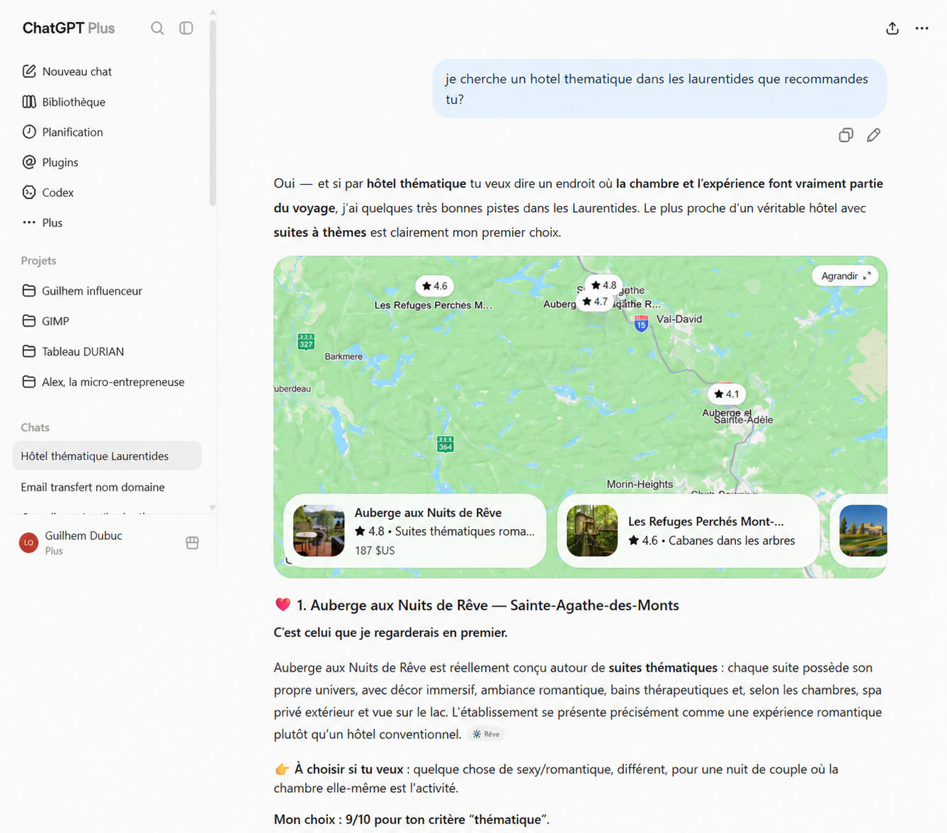 Exemple de recherche conversationnelle